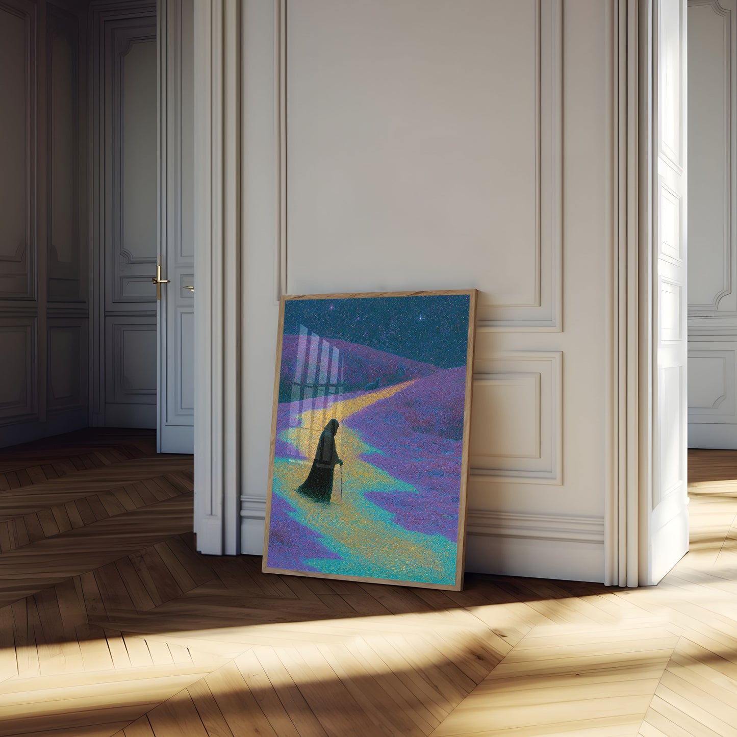 Wanderer in a Cosmic Landscape Poster