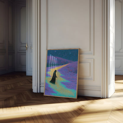 Wanderer in a Cosmic Landscape Poster