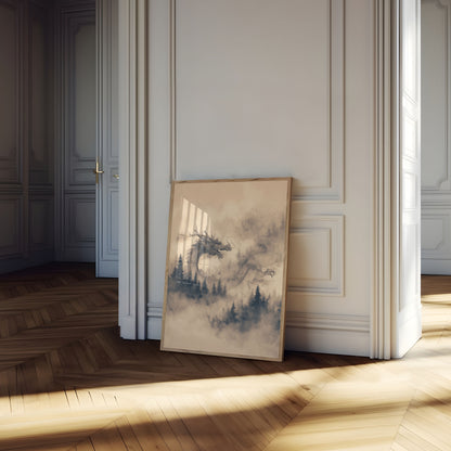 Póster del dragón del bosque brumoso