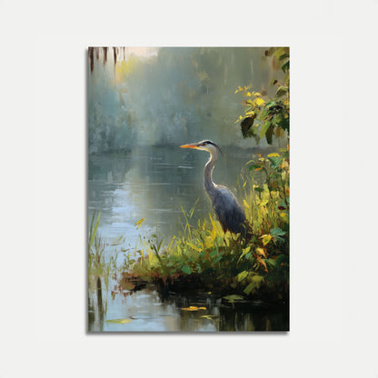Misty Heron Wetlands Poster