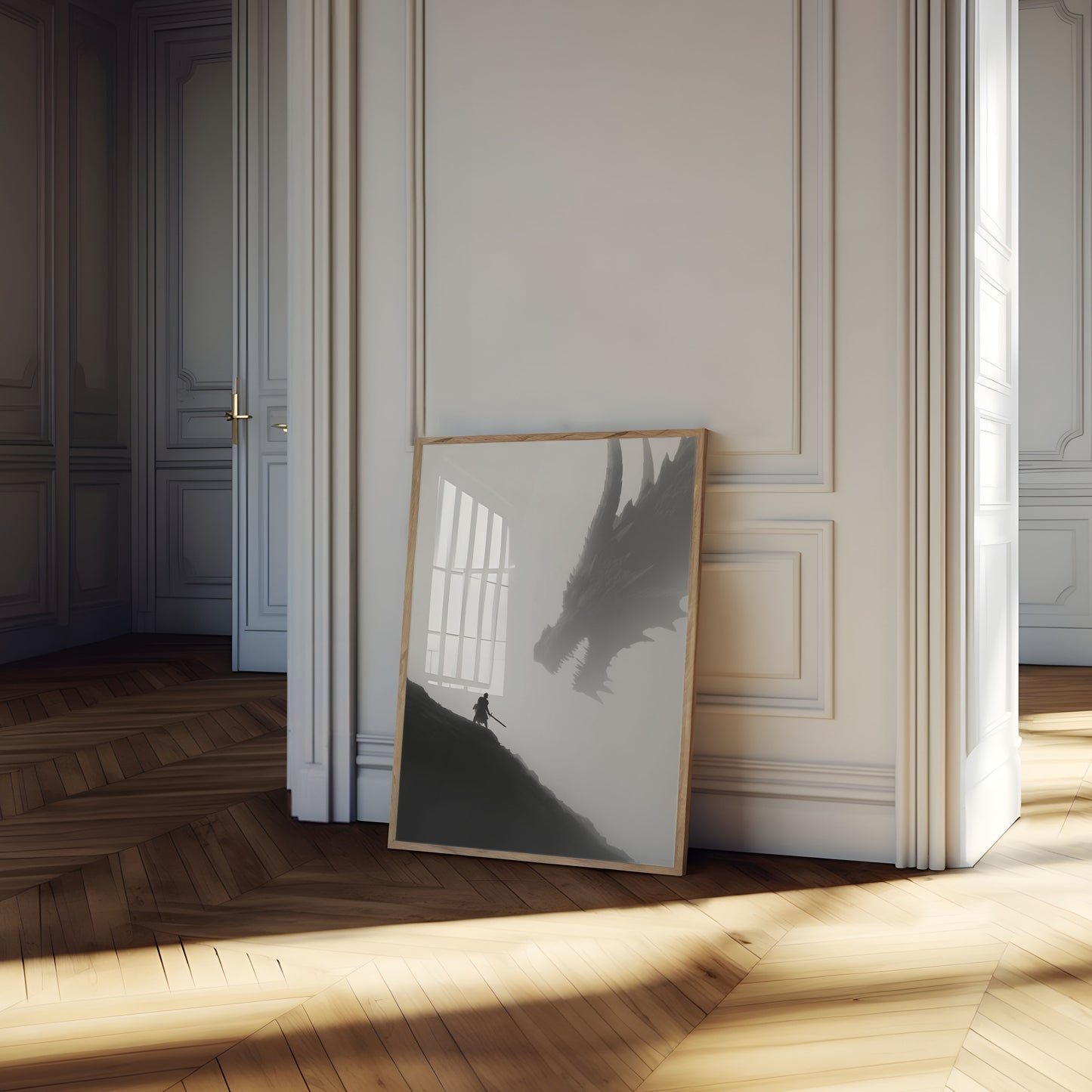 Póster de enfrentamiento del guerrero dragón