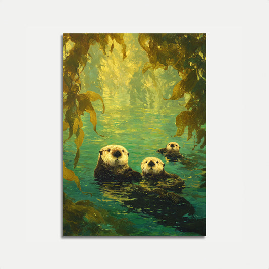Póster de Nutrias Marinas en Bosque de Kelp