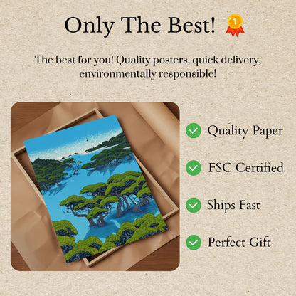 Magical Green Island Landscape Poster