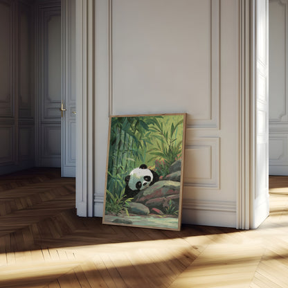 Curious Panda in Bamboo Forest Poster