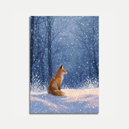 Räv i Vintrig Snöfall Affisch