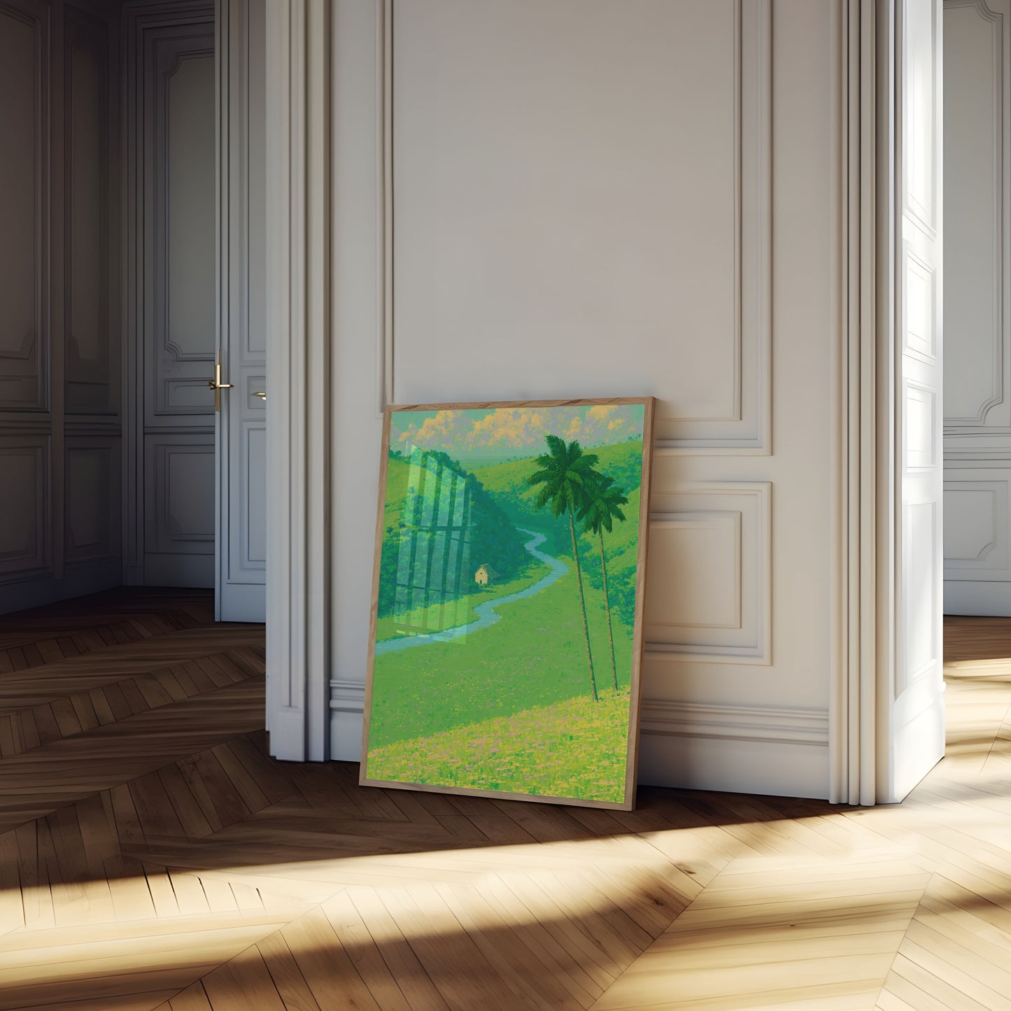Poster paesaggio fiume valle tropicale