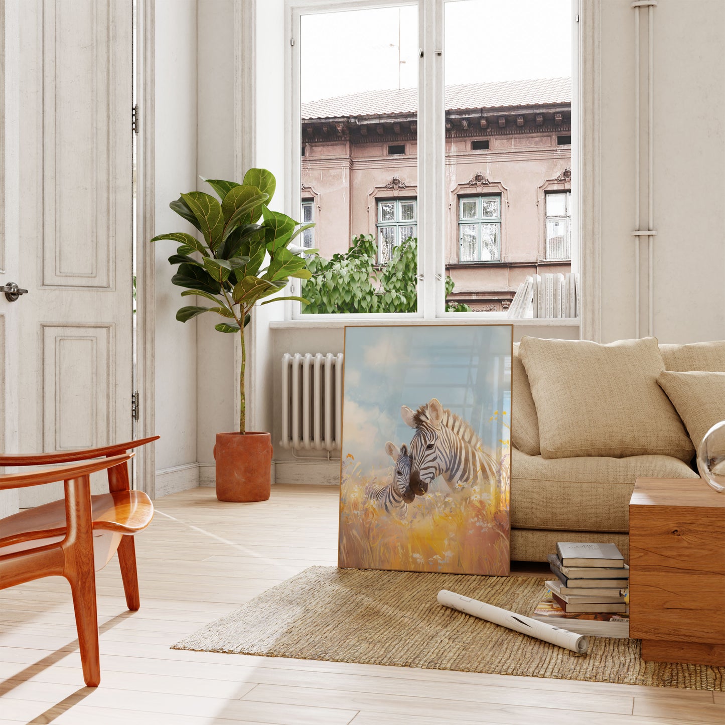 Zebra Family Meadow Poster