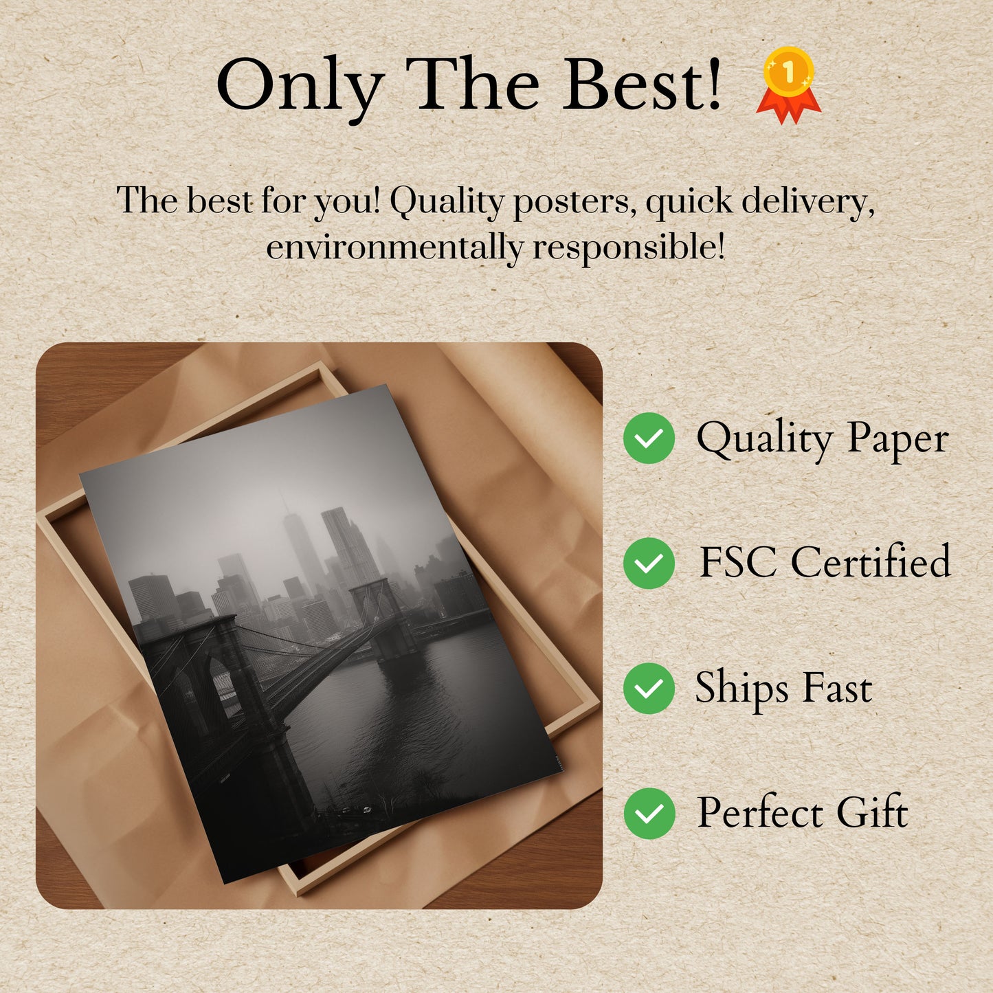 Misty Manhattan Bridge Poster