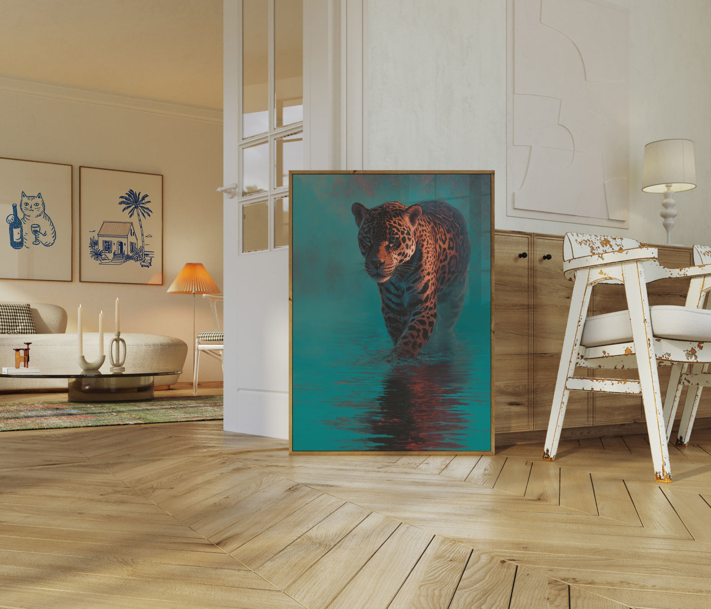 Affiche Jaguar Traversant l'Eau