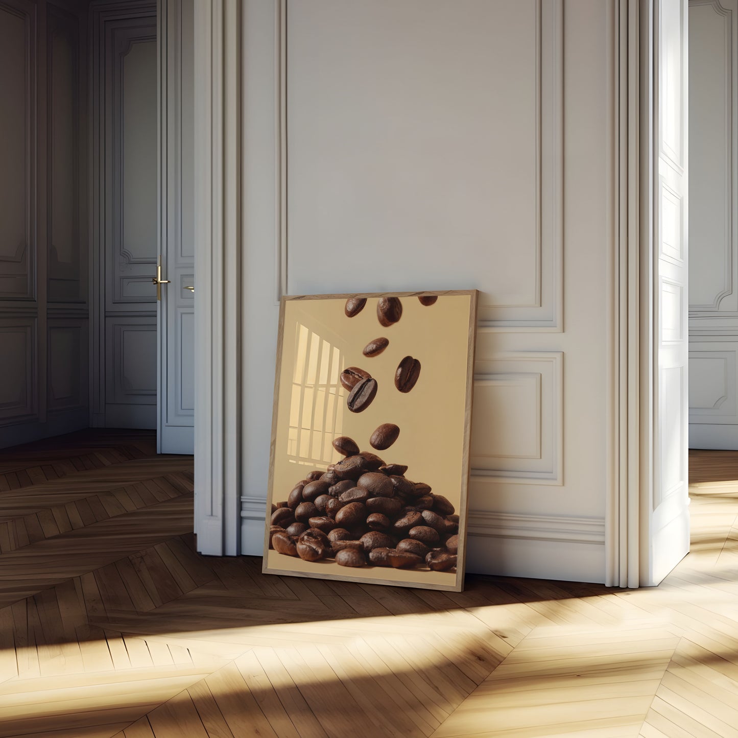 Falling Coffee Beans Poster