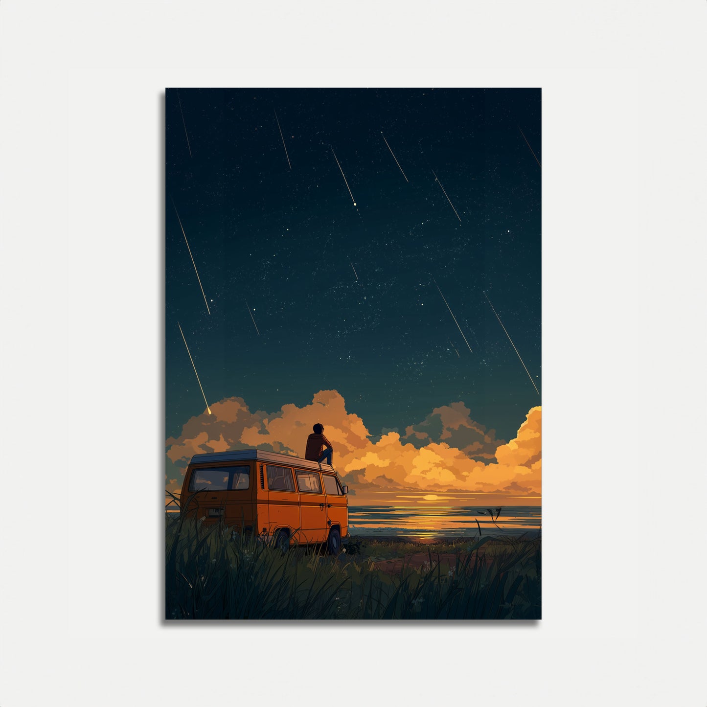 Starry Night Meteor Shower Poster