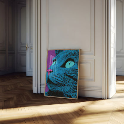 Blue Cat Pop Art Poster
