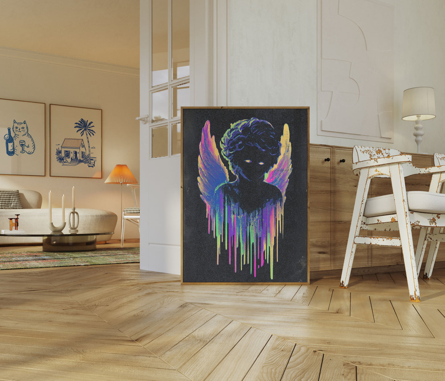 Neon Englevingeportrett-plakat