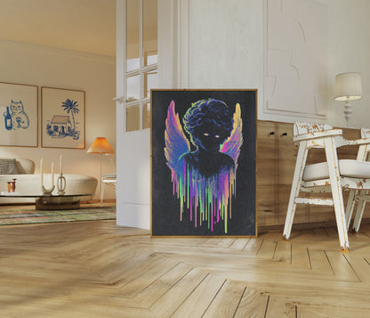 Neon Englevingeportrett-plakat