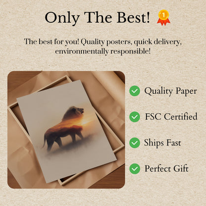 Sunset Lion Spirit Poster