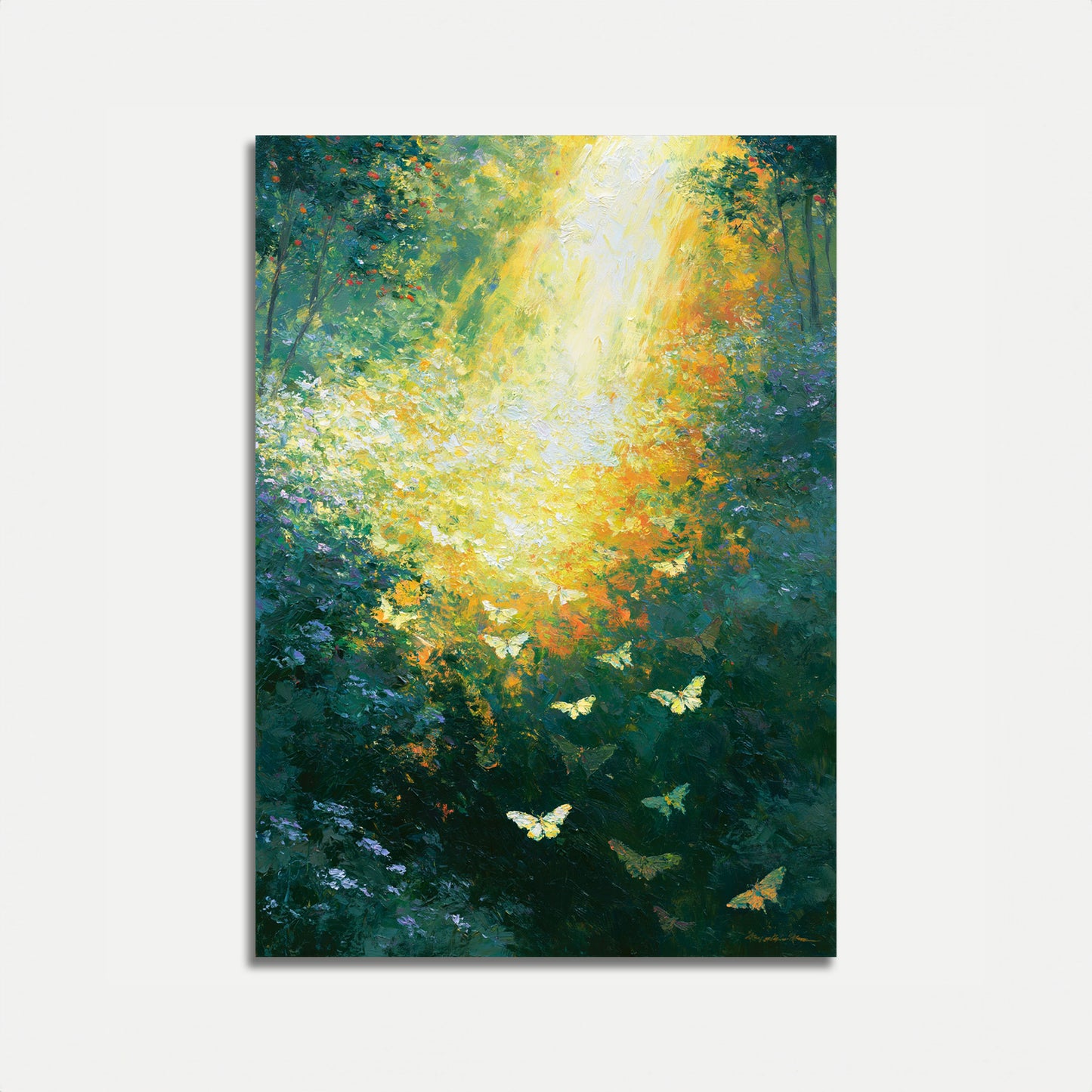 Mariposas con Luz Dorada Póster