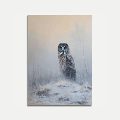 Póster de Invierno del Búho Gris Grande