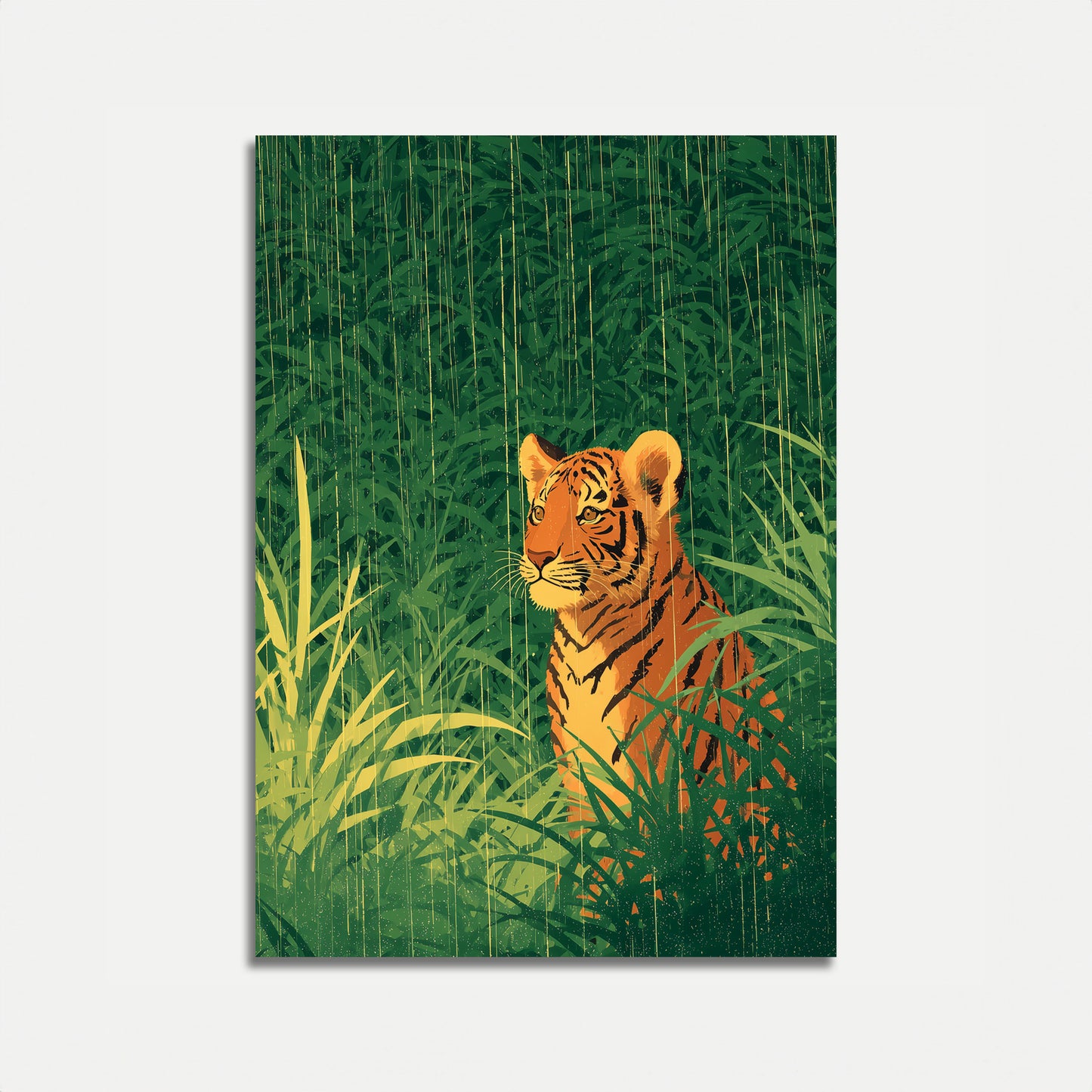 Tiger in the Grassland Poster