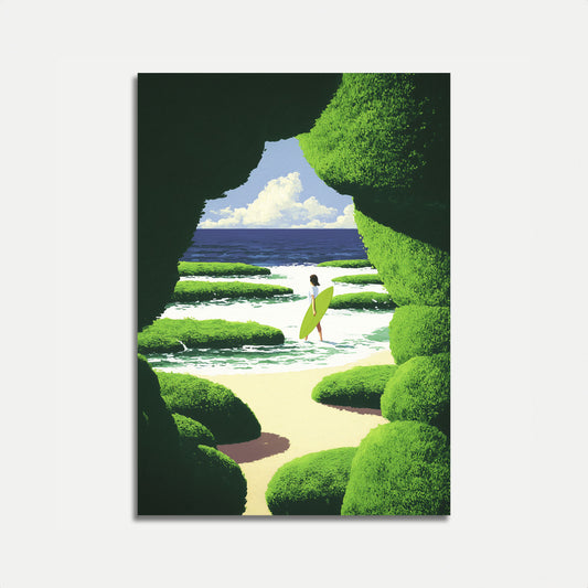 Surfing Through Green Wonderland Poster