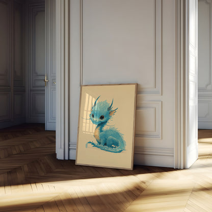 Baby Blue Dragon Fantasy Poster