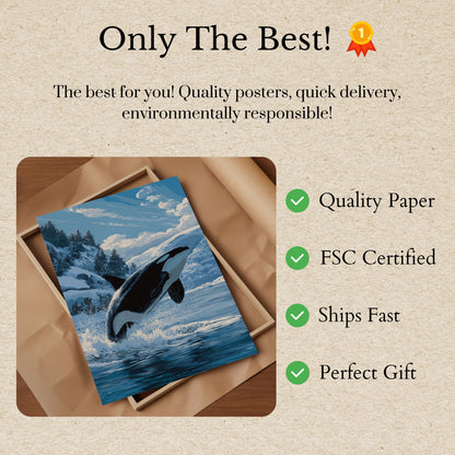 Majestic Orca Mountain Leap Poster