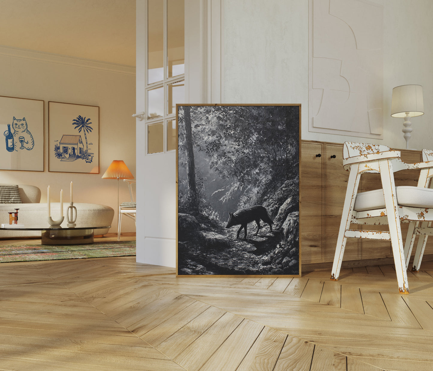 Misty Forest Wolf Poster