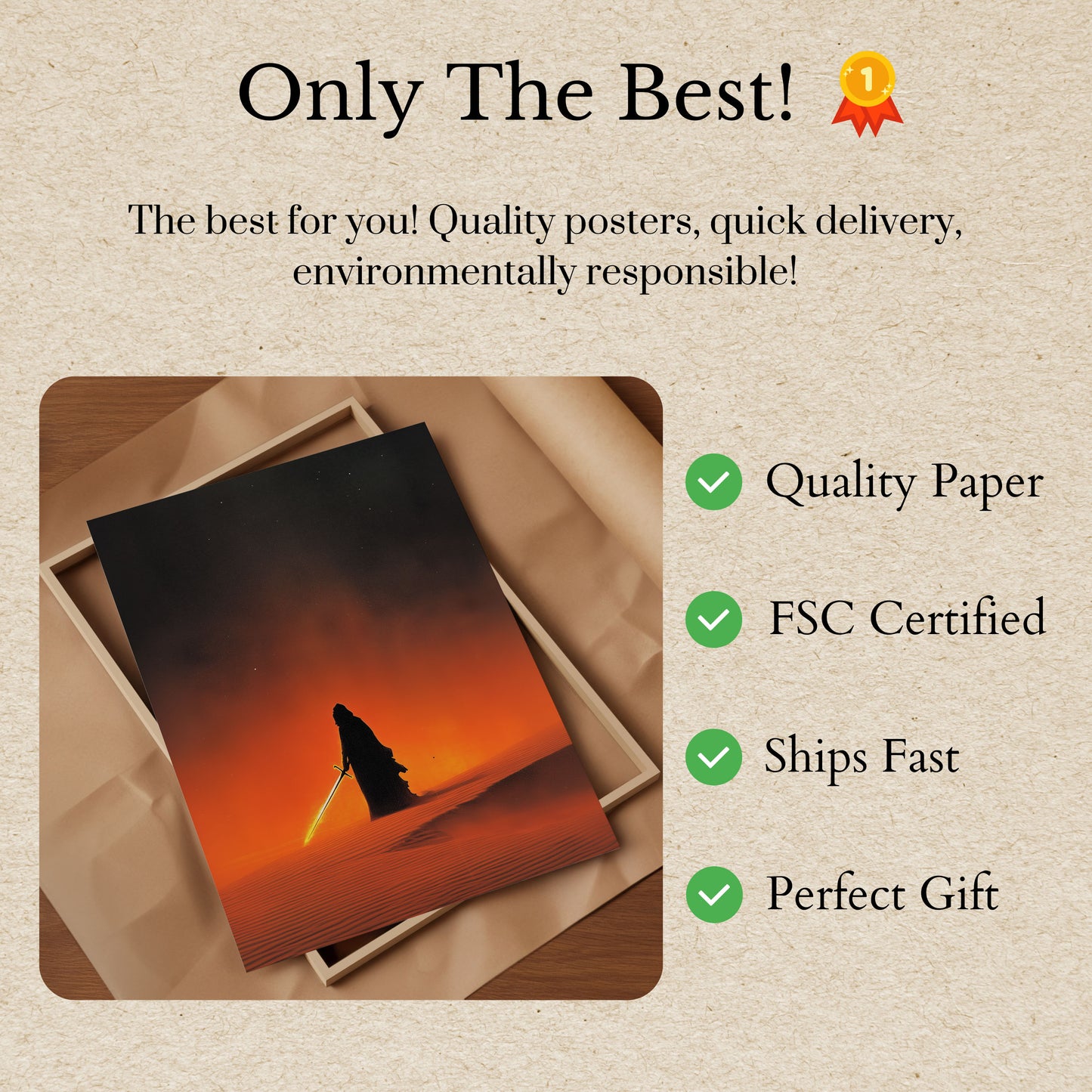 Póster del Guerrero del Desierto con Espada Brillante