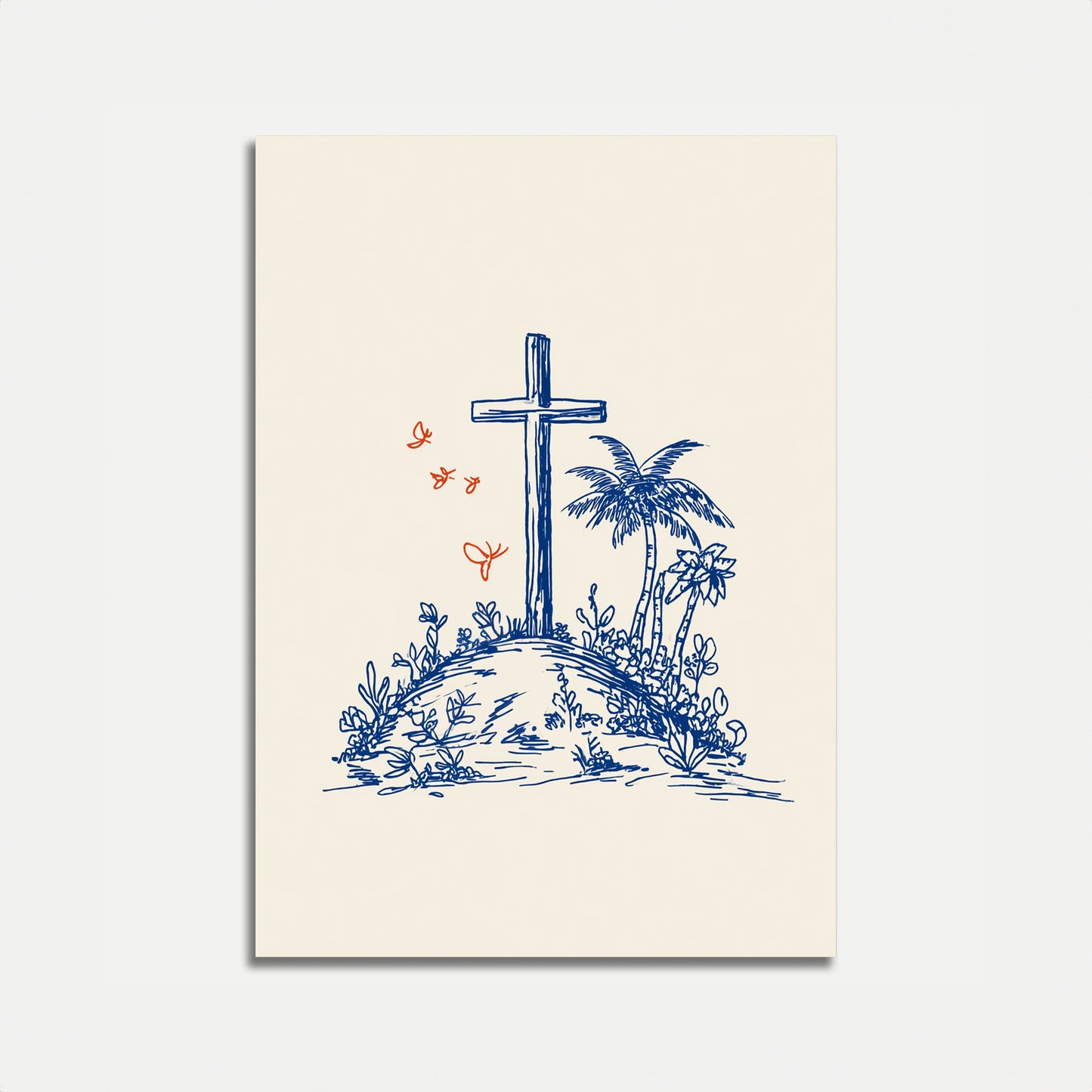 Tropical Faith Cross Poster