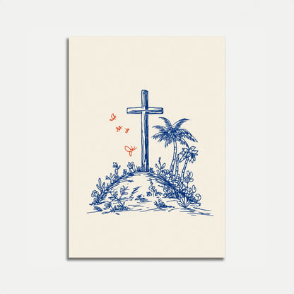 Tropical Faith Cross Poster