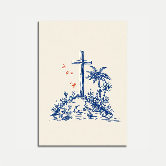 Tropical Faith Cross Poster