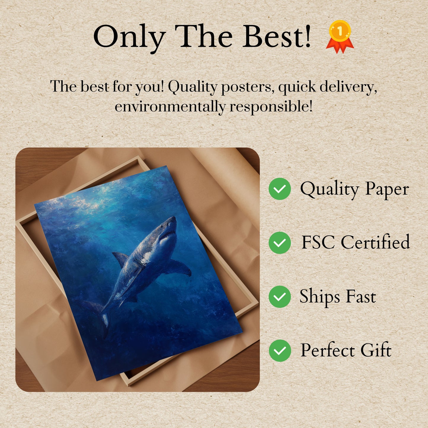 Great White Majesty Ocean Poster