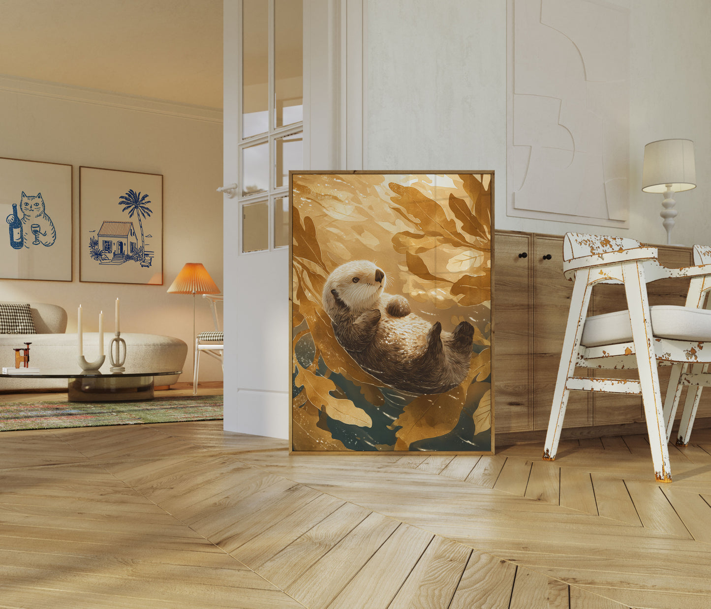 Lontra marina tra le Alghe Poster