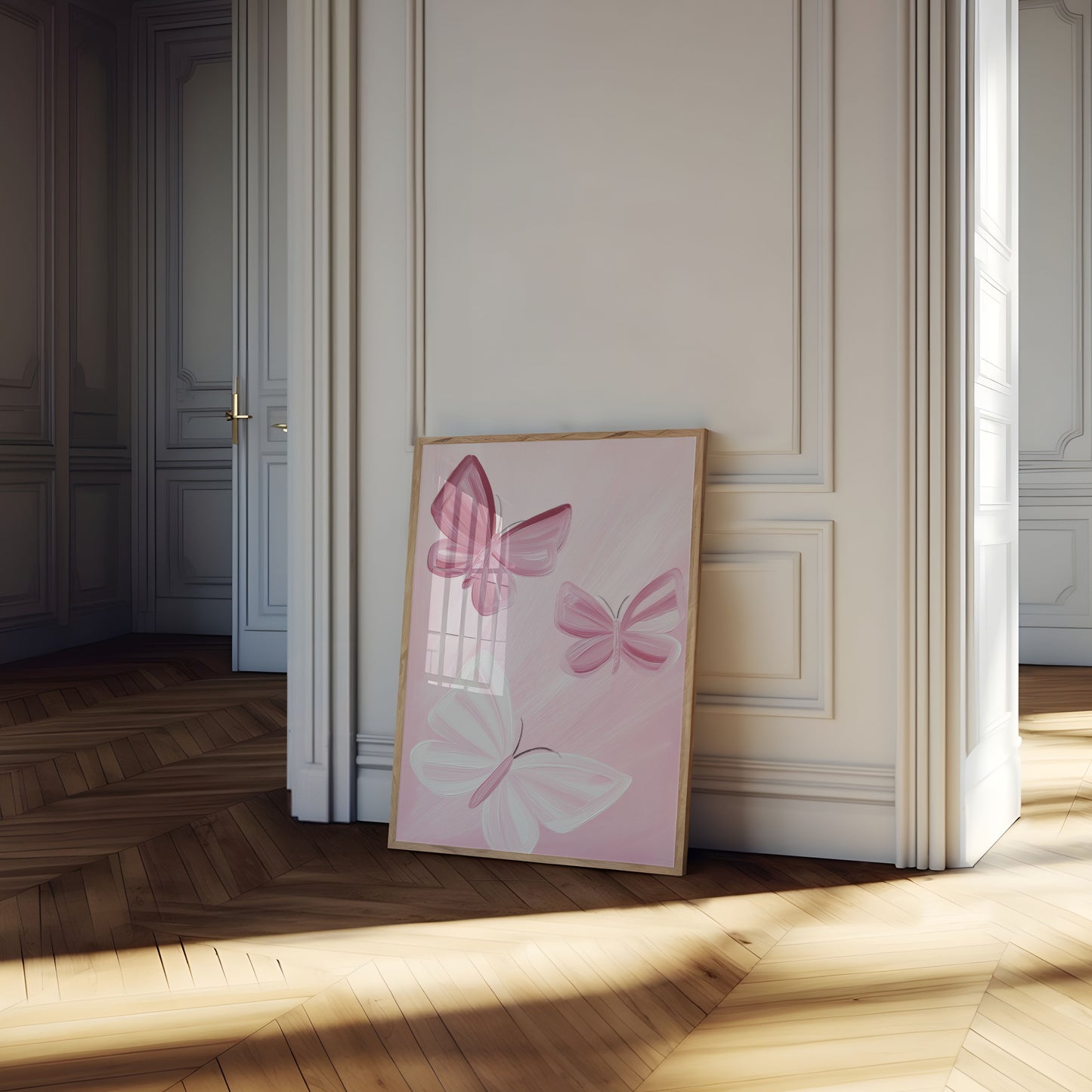 Póster de la danza de las mariposas rosas
