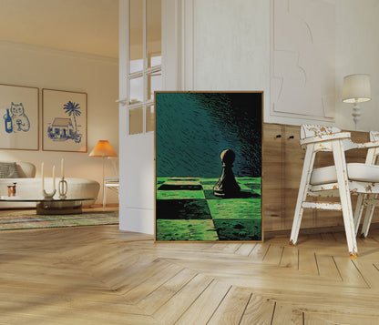 Osamocený Pěšec Šachový Minimalistický Plakát