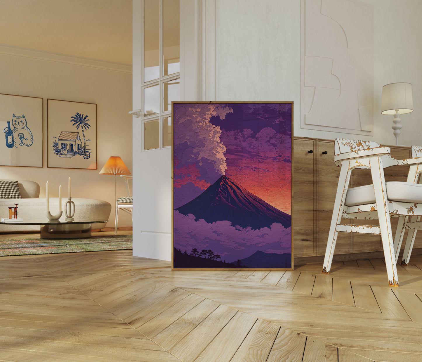 Póster de Atardecer en Montaña Volcánica