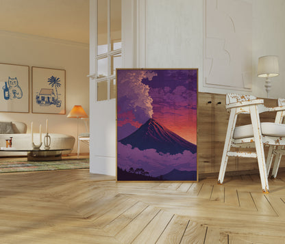 Póster de Atardecer en Montaña Volcánica