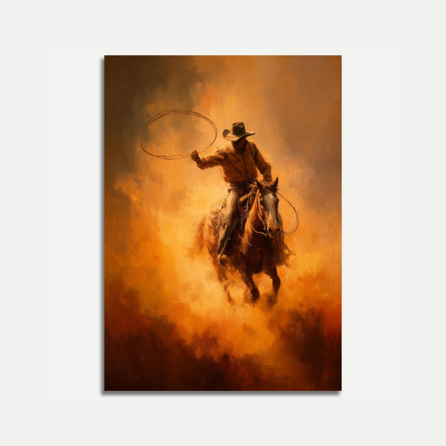 Cowboy Roping in Dust Poster