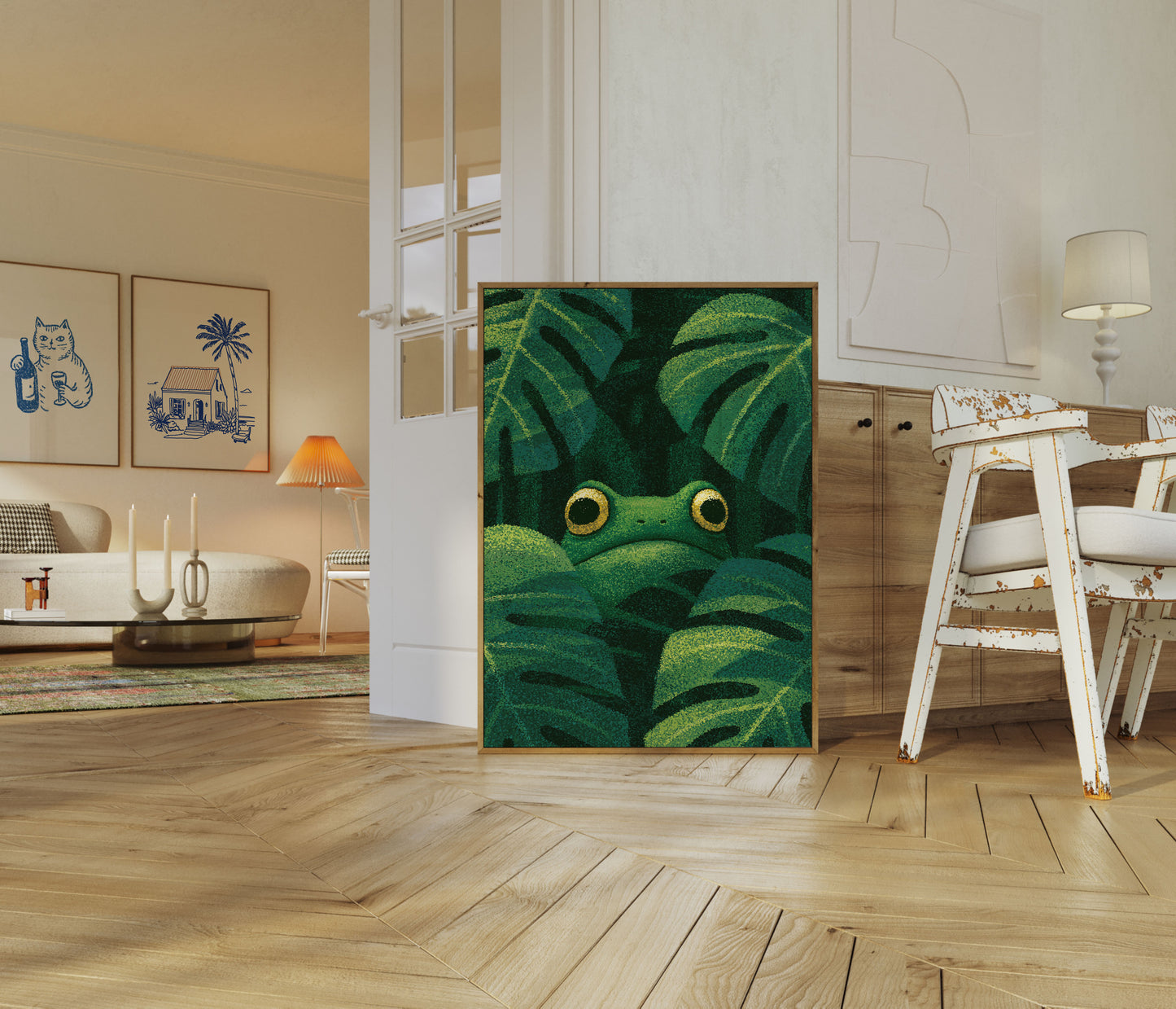 Green Frog in Leafy Jungle Poster