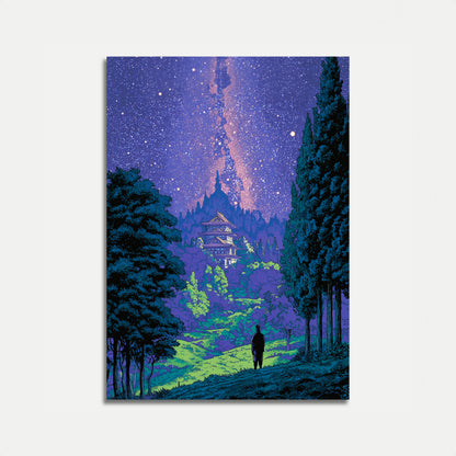 Mystical Castle Under Starlight Poster