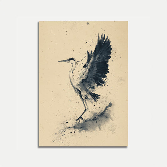 Póster de Garza Elegante en Vuelo