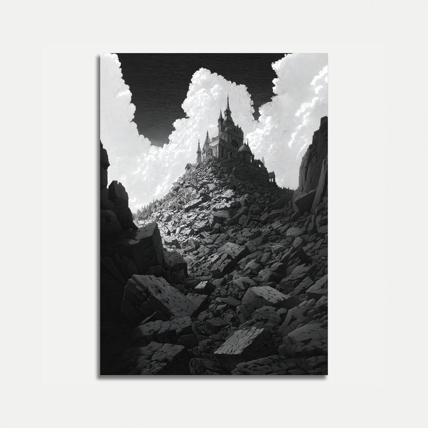 Gothic Castle Mountain Ruins Poster