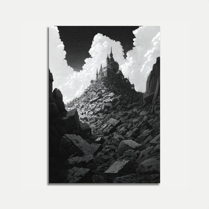 Gothic Castle Mountain Ruins Poster