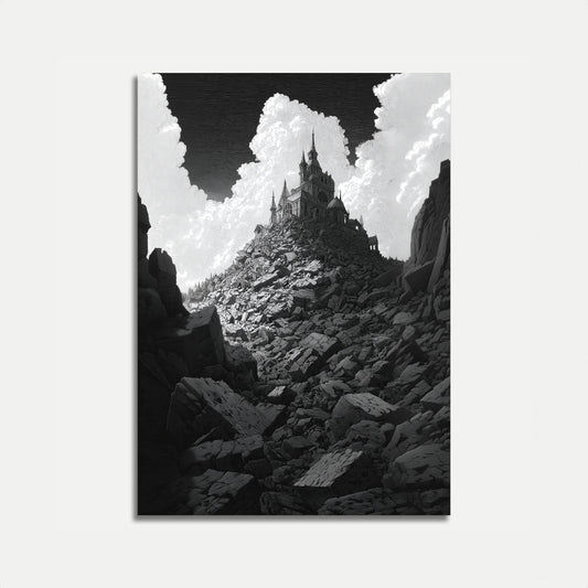 Gothic Castle Mountain Ruins Poster