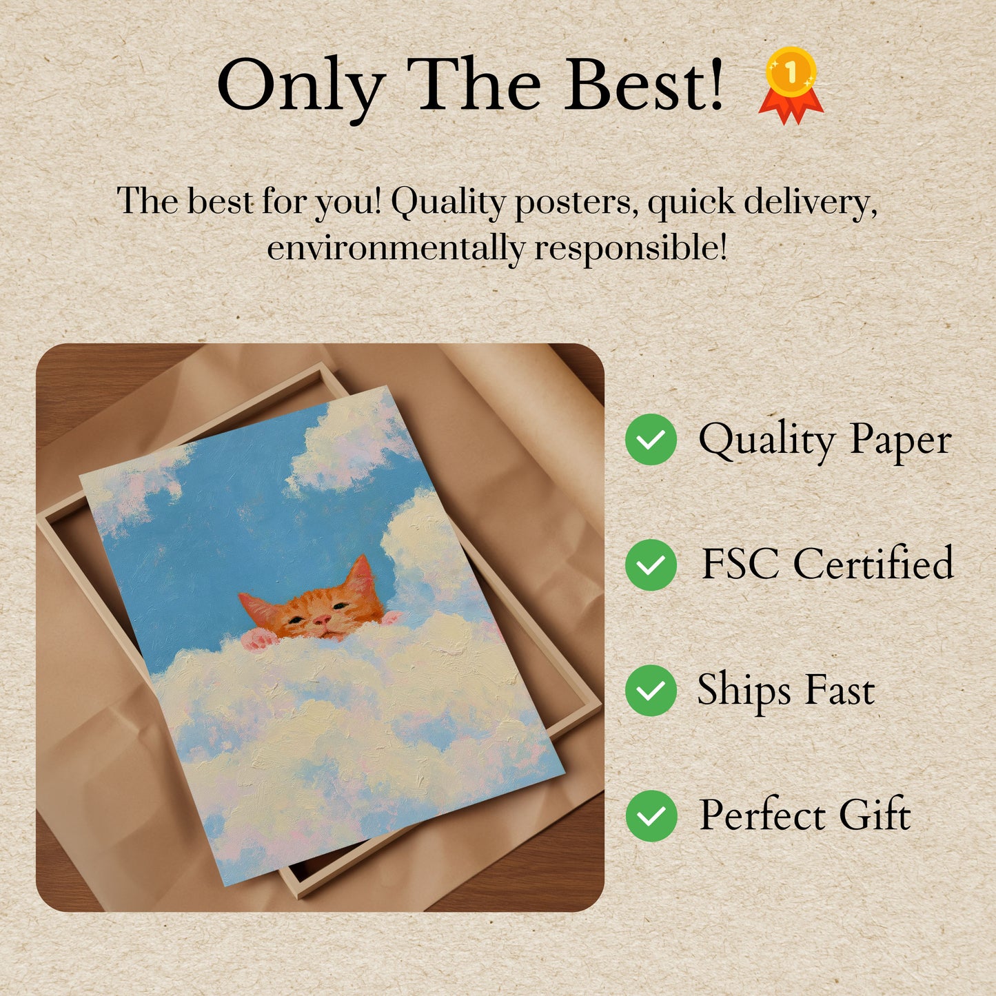Orange Cat in the Clouds Poster
