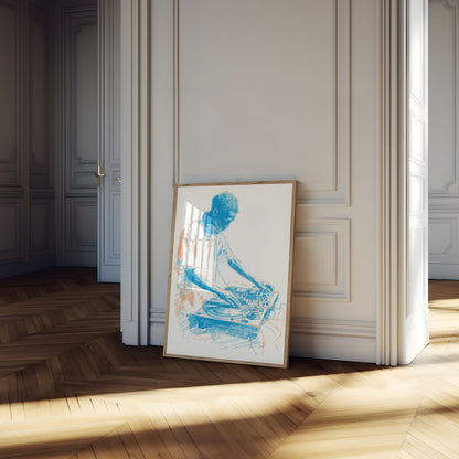 Turntable DJ Sketch Art Poster