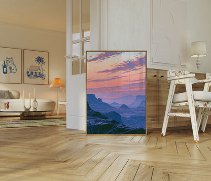 Poster woestijn zonsondergang canyon landschap