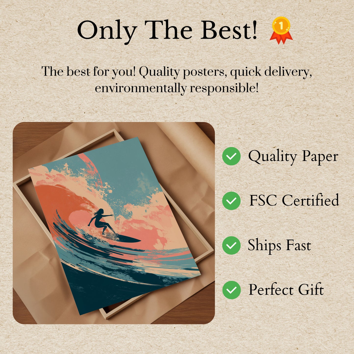 Sunset Wave Surfing Poster