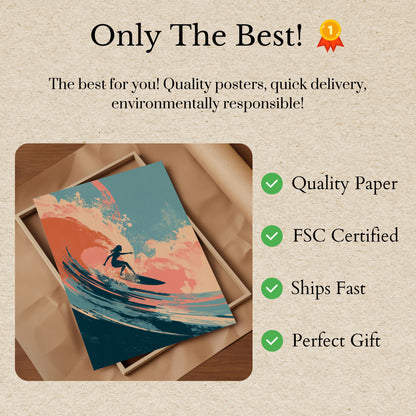 Sunset Wave Surfing Poster