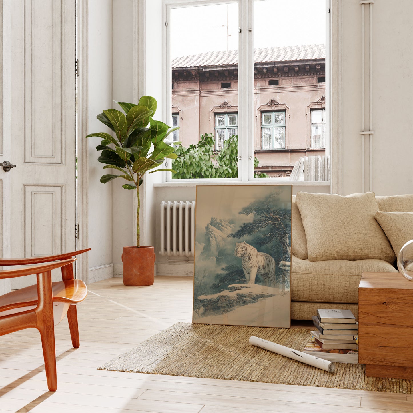 Majestic White Tiger Mountain Poster