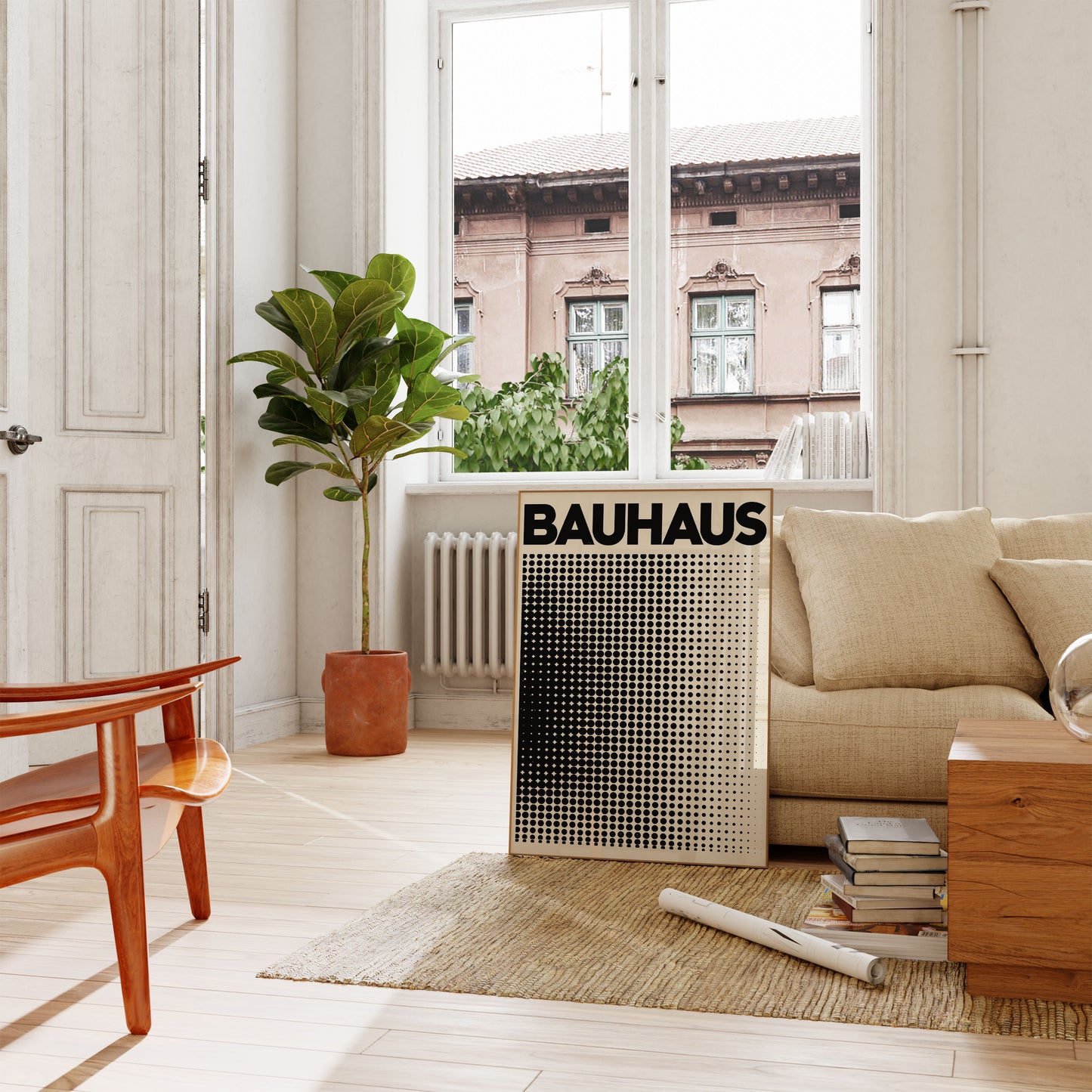 Bauhaus geometrisk halvtone plakat